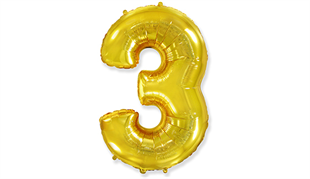 3 Rakamlı Folyo Gold Renk Balon 76 cm
