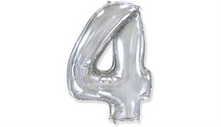 4 Rakamlı Folyo Gümüş Renk Balon 76 cm