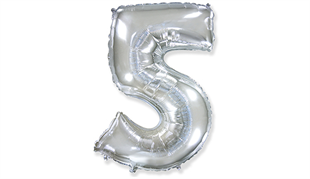 5 Rakamlı Folyo Gümüş Renk Balon 76 cm