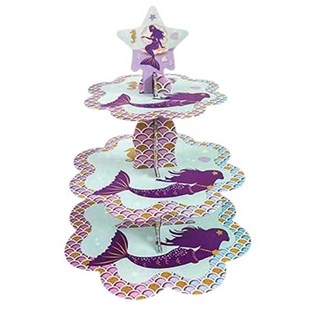 Deniz Kızı Temalı 3 Katlı Cupcake Standı