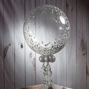 Şeffaf Gümüş Konfetili Balon 45 cm