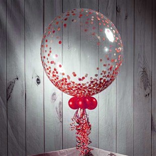 Şeffaf Kırmızı Konfetili Balon 45 cm