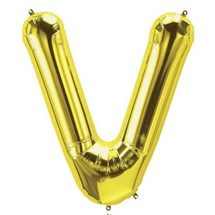 V Harf Folyo Gold Balon Küçük 35 Cm